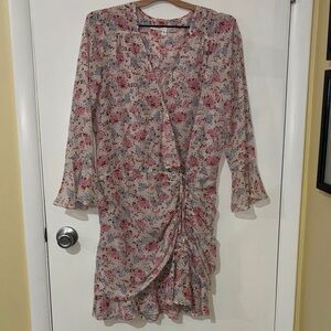 Veronica Beard Pink Multi Floral Wrap Mini Dress